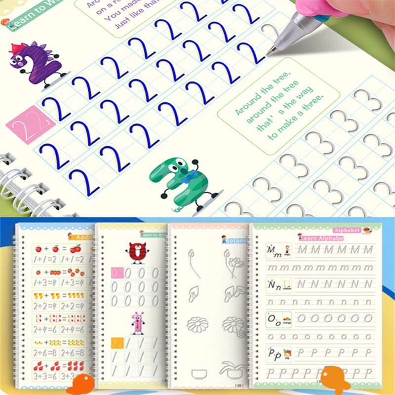 Kids Educational Workbooks - Reusable Magic Copybook Drawing Toys for