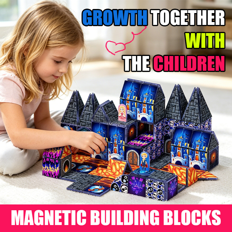 Kids Educational Game 3 - Magnetic Cube Building Blocks Castle DIY