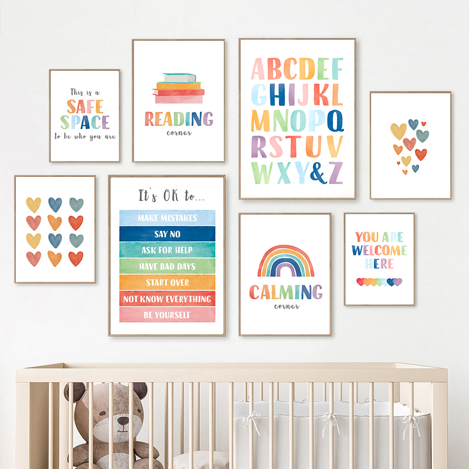 Rainbow Classroom Wall Art Edu - Kids Education Quotes บทวิจารณ์และราคา