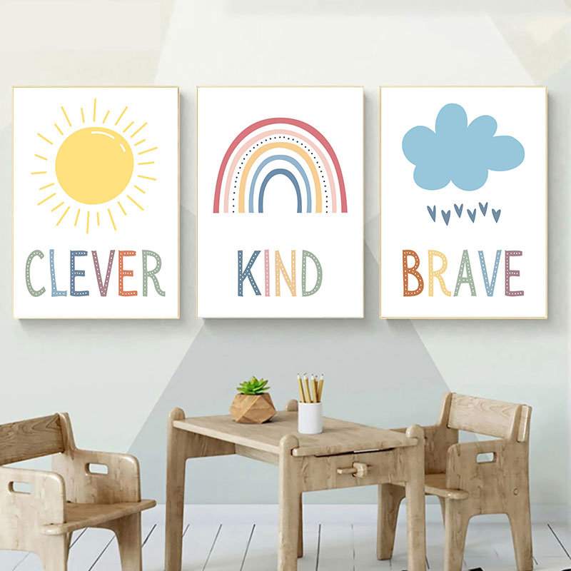 Cute Sun Rainbow Cloud Canvas  - Kids Education Quotes บทวิจารณ์และราคา