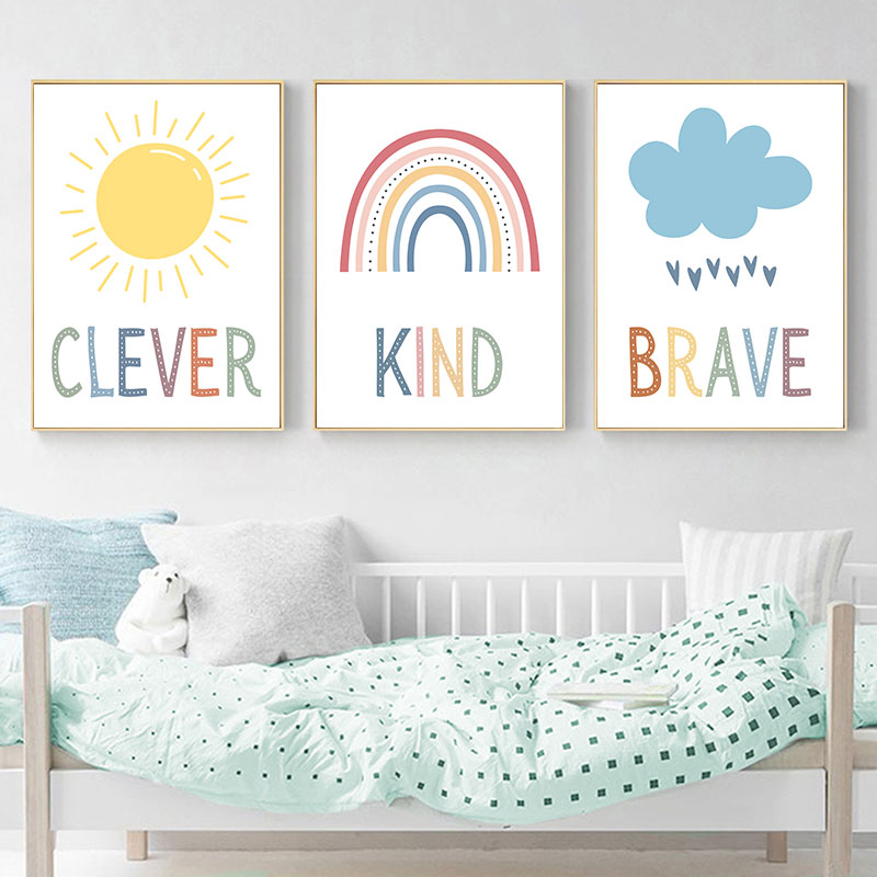 Cute Sun Rainbow Cloud Canvas  - Kids Education Quotes บทวิจารณ์และราคา