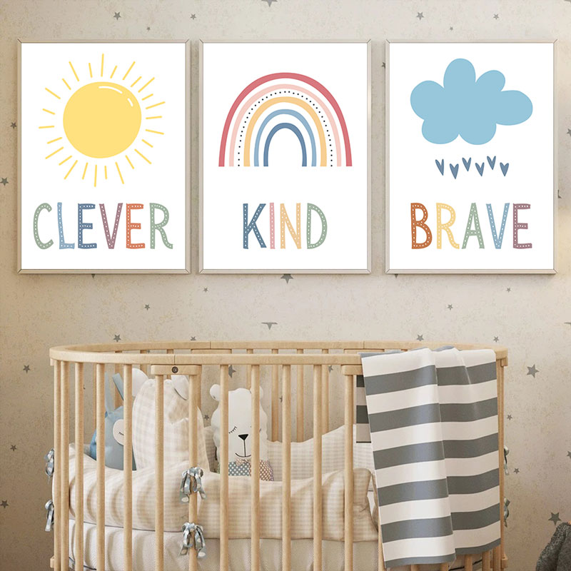 Cute Sun Rainbow Cloud Canvas  - Kids Education Quotes บทวิจารณ์และราคา