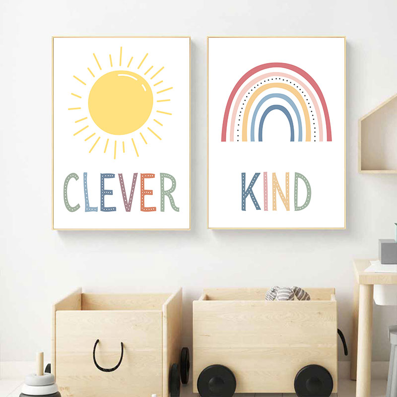 Cute Sun Rainbow Cloud Canvas  - Kids Education Quotes บทวิจารณ์และราคา