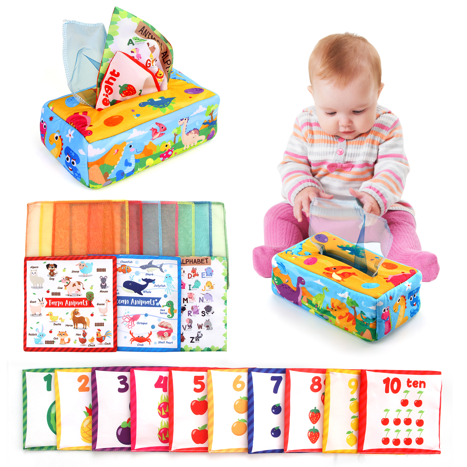 Baby Tissue Box Colorful Soft  - Kids Educational Box บทวิจารณ์และราคา