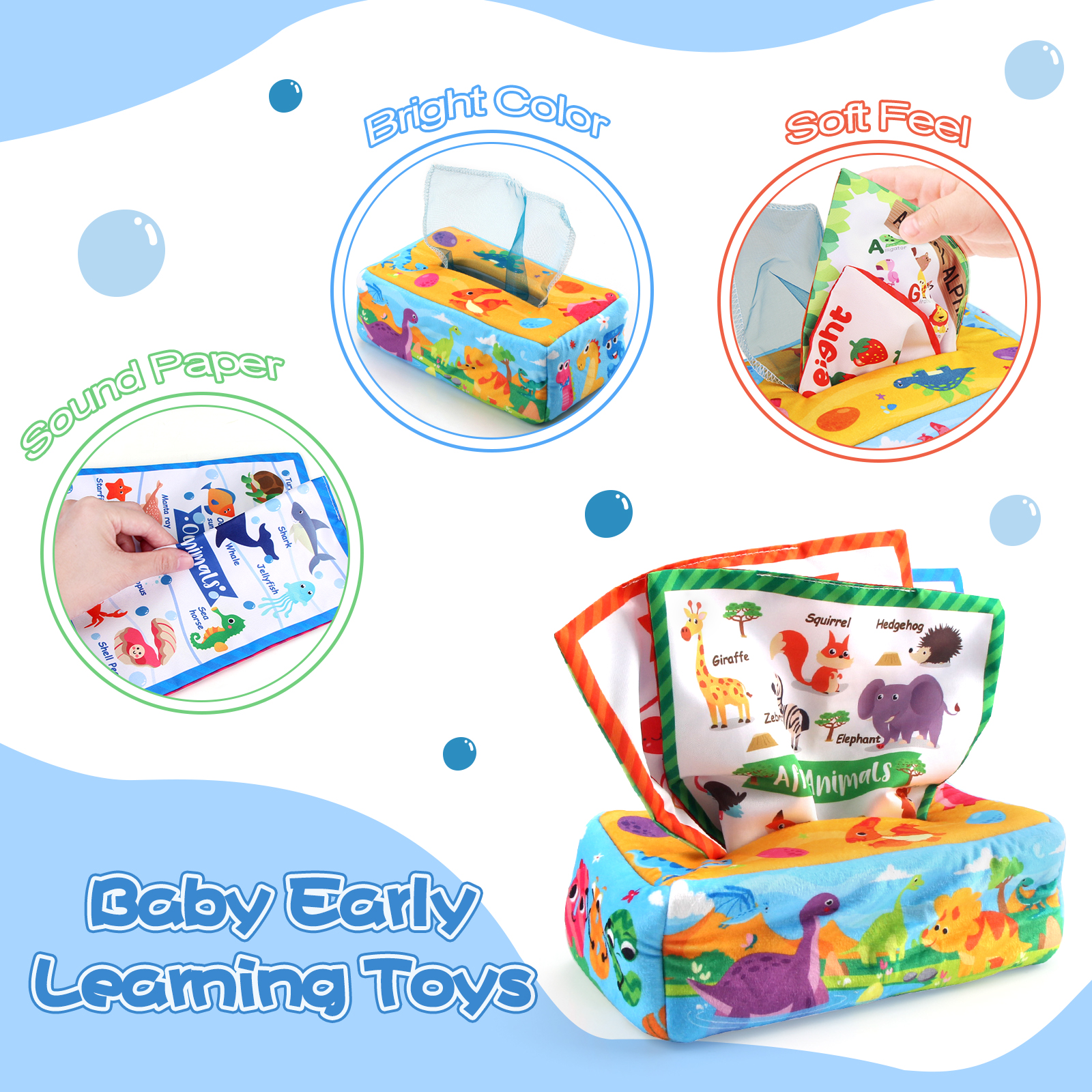 Baby Tissue Box Colorful Soft  - Kids Educational Box บทวิจารณ์และราคา