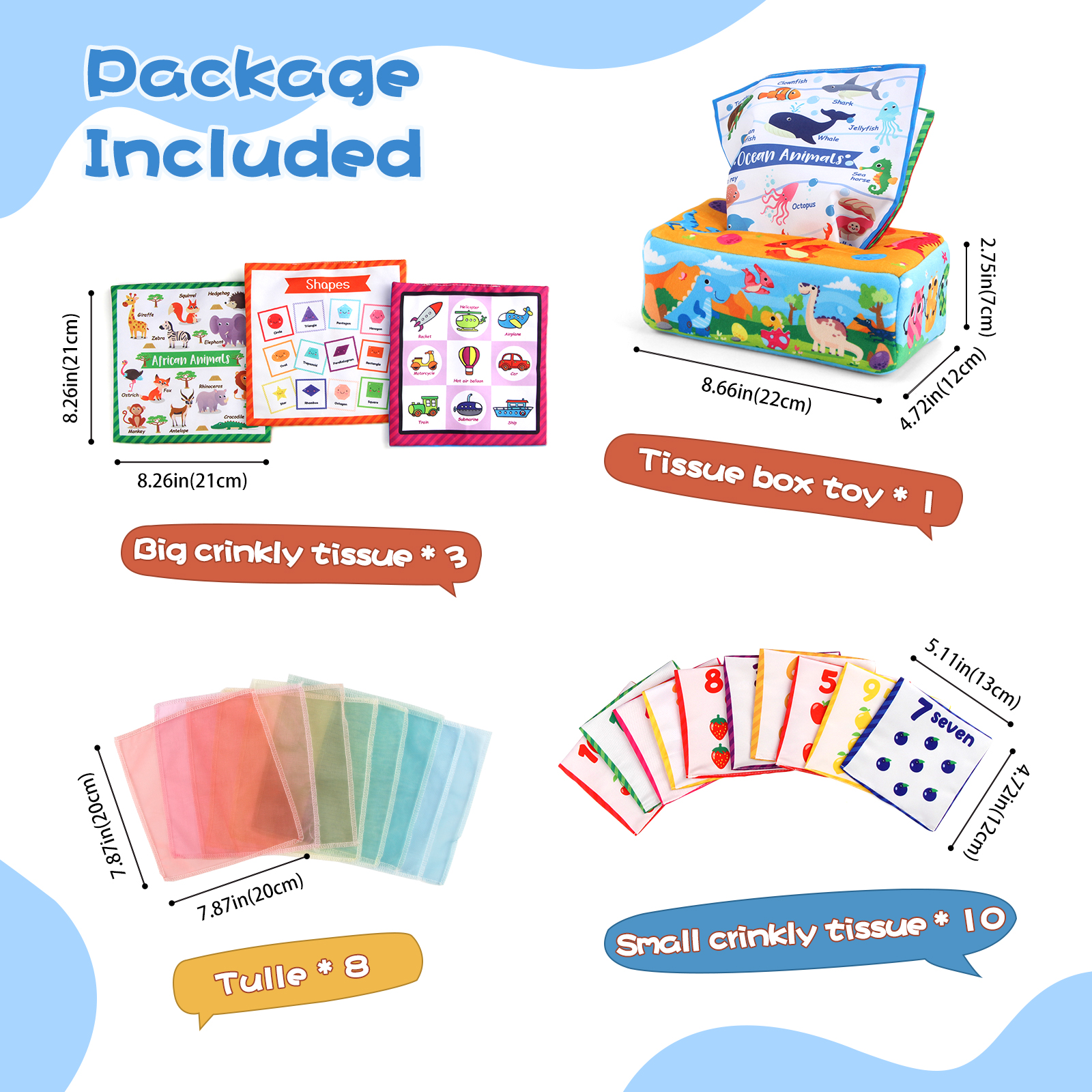 Baby Tissue Box Colorful Soft  - Kids Educational Box บทวิจารณ์และราคา
