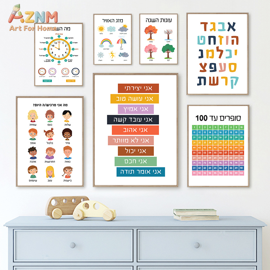 AZNM Hebrew Educational Canvas - Kids Education Quotes บทวิจารณ์และราคา