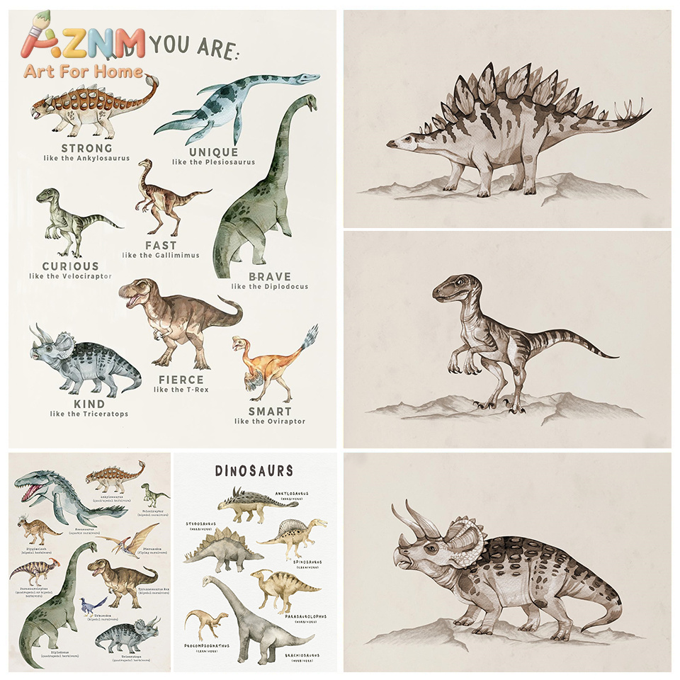 AZNM Watercolor Dinosaur Canva - Kids Education Quotes บทวิจารณ์และราคา