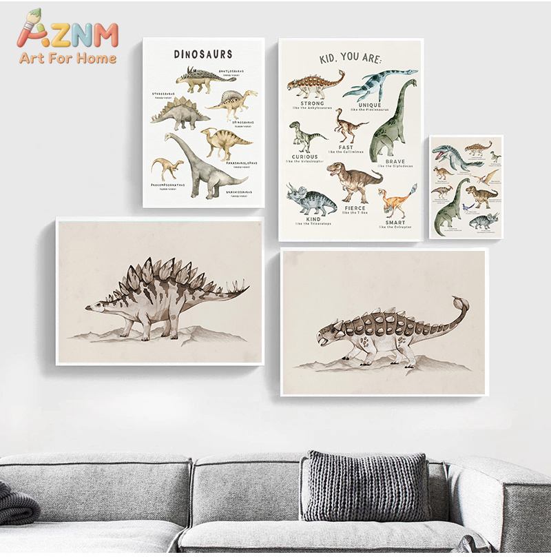 AZNM Watercolor Dinosaur Canva - Kids Education Quotes บทวิจารณ์และราคา