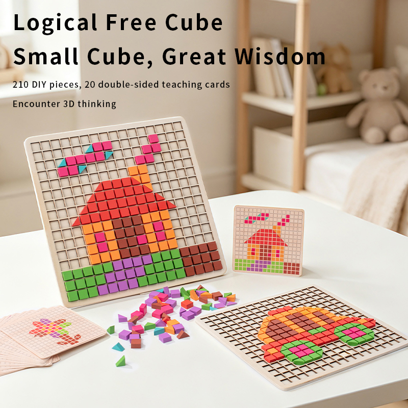 Wooden Logical Cube Puzzle - M - Kids Educational Game 3 บทวิจารณ์และราคา